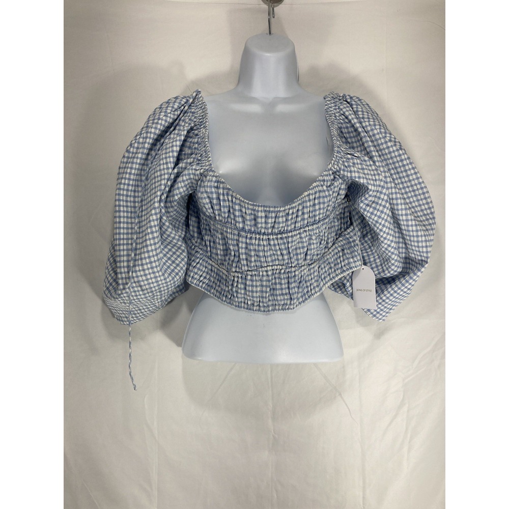 Song of Style Clara Top Sky Blue Long Sleeve Peplum Revolve Sz Large New